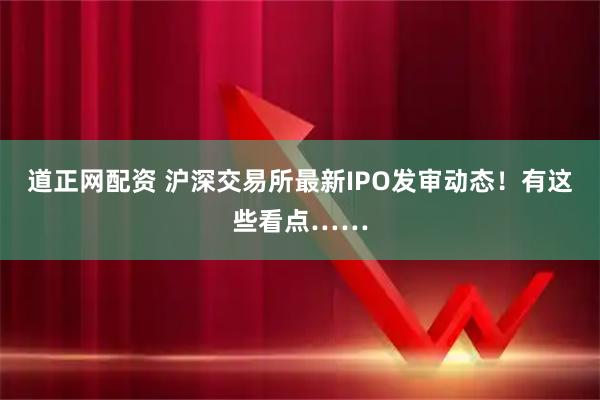道正网配资 沪深交易所最新IPO发审动态!有这些看点……
